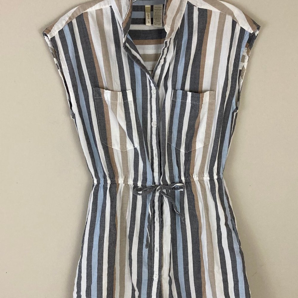 Japna cotton sleeveless striped shirt dress, small